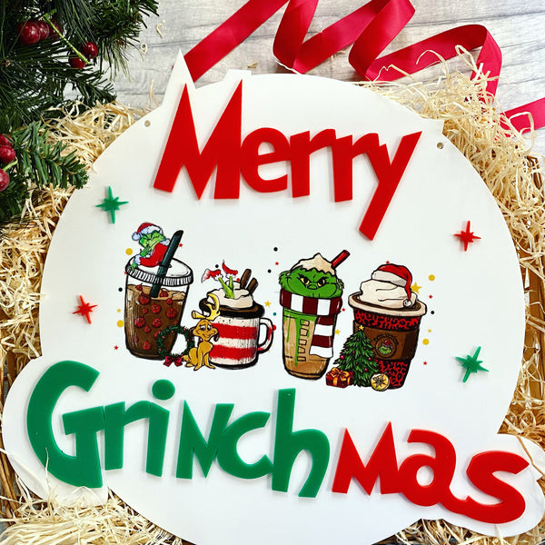 Large Acrylic Merry Grinchmas Sign