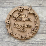father christmas stop here mdf sign