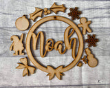 Personalised Christmas Wreath Name with Christmas Shapes