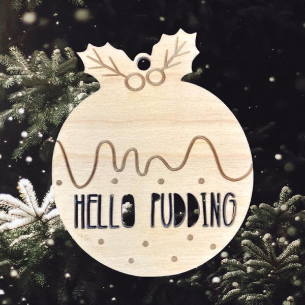 Wooden Christmas Pudding Bauble
