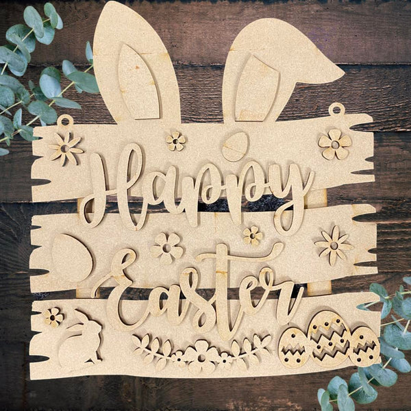 Happy Easter 3 Tier MDF Hanging Sign