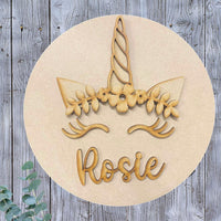 Personalised Floral Unicorn Horn Plaque