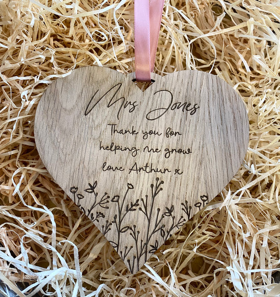 Personalised Engraved Thank You Heart Teacher Gift