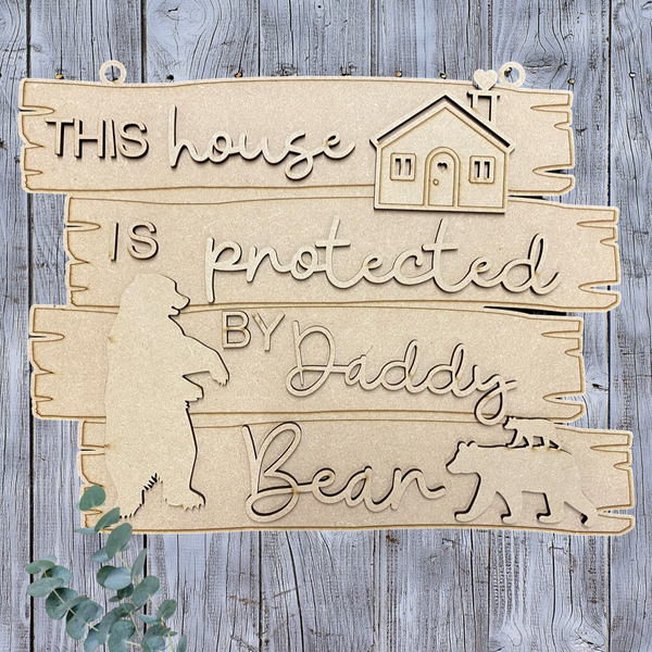 Home protected by Bear Driftwood Sign